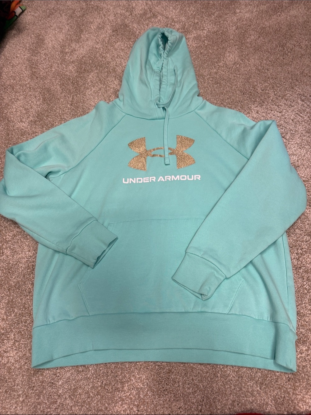 Under Armour Women’s Teal Pullover Hoodie with Gold Logo